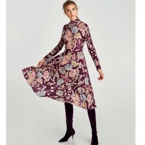 Zara Purple Floral Midi Dress
